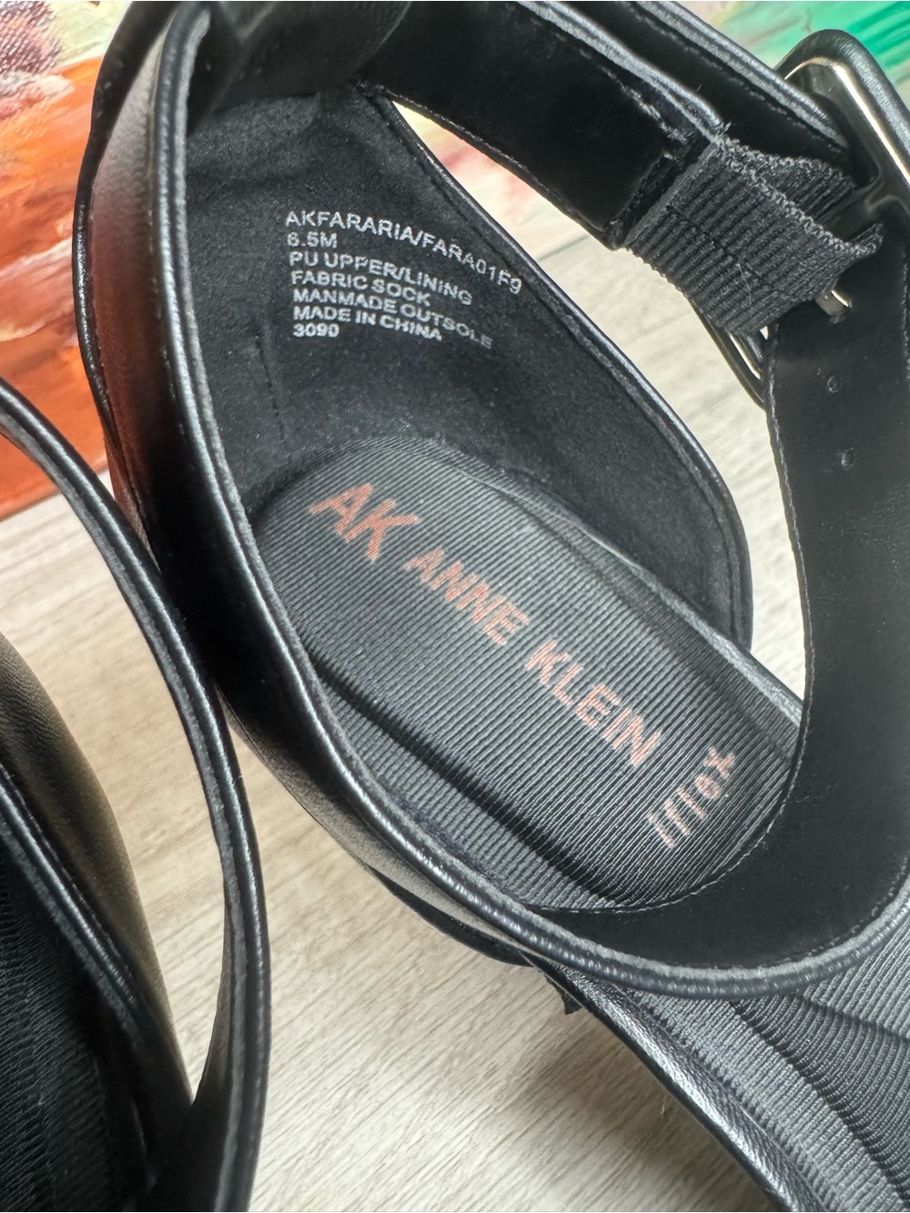 Anne Klein Iflex Black Pointed Toe Ankle Strap Heels Size 6.5 - Picture 3 of 10